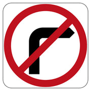 No Right Turn Sign 450x450mm, Aluminium