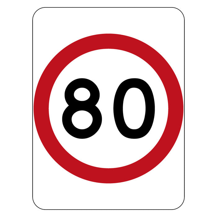 Speed Limit 80KM Sign 450X600