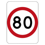 Speed Limit 80KM Sign 450X600