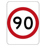 Speed Limit 90KM Sign 450X600