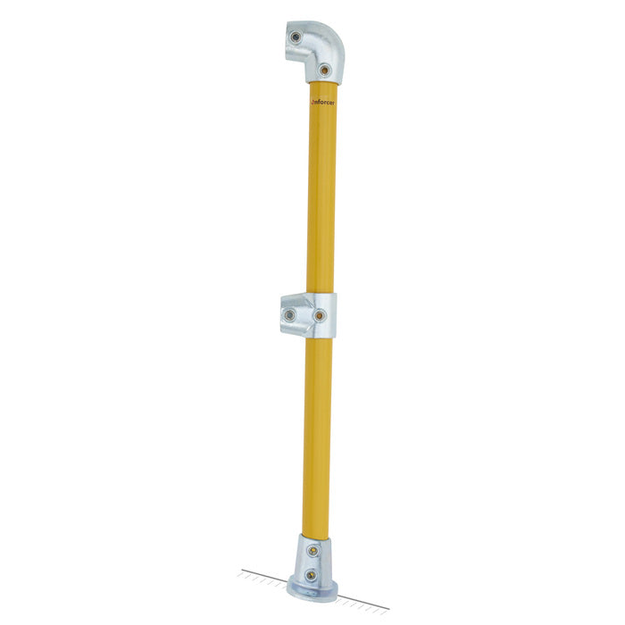 End Stanchion w/ Base Fixing Plate - 30-45deg - Gal/Yellow