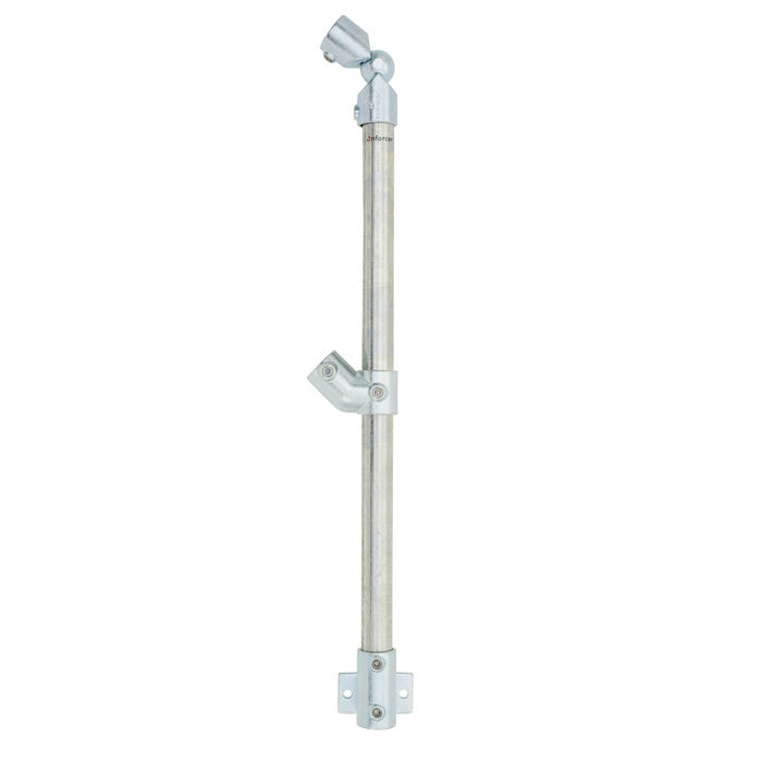 End Stanchion (Rise) w/ Rail Mount Fixing Plate - 45 deg - Galvanised/Yellow