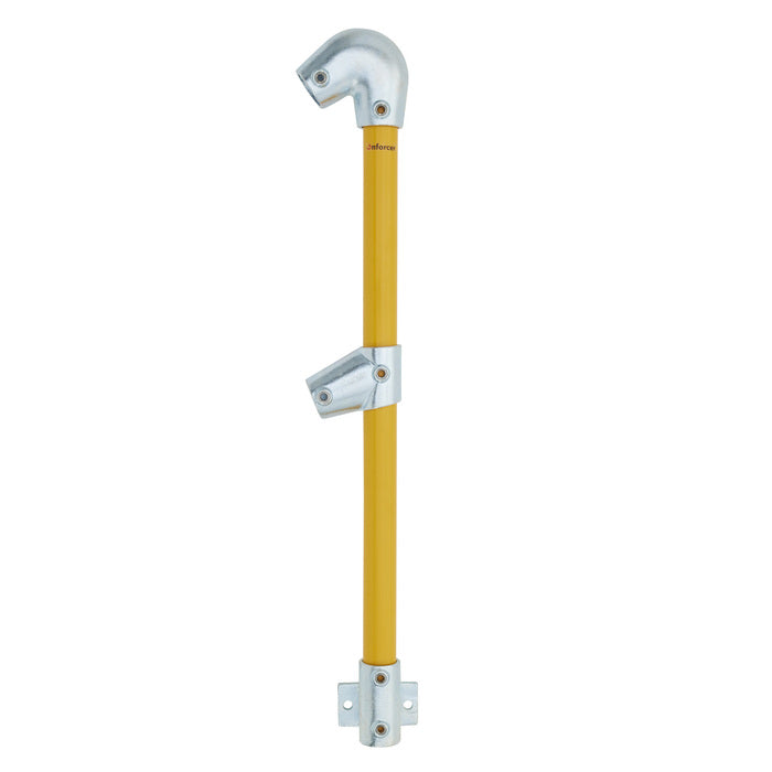 End Stanchion (Fall) w/ Rail Mount Fixing Plate - 23-30deg - Gal/Yellow