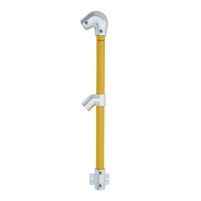 End Stanchion (Fall) w/ Rail Mount Fixing Plate - 45deg - Gal/Yellow