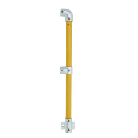 End Stanchion w/ Rail Mount Fixing Plate - Galvanised/Yellow