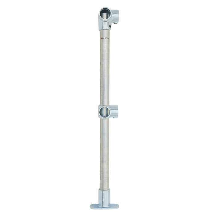 Corner Stanchion w/ Base Fixing Plate - Galvanised/Yellow