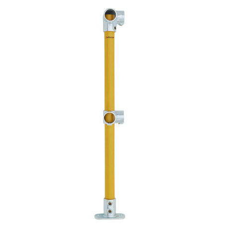 Corner Stanchion w/ Base Fixing Plate - Galvanised/Yellow