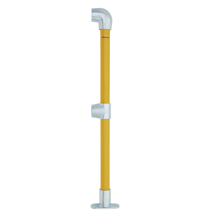 End Stanchion (Fall) w/ Straight Angle Base Fixing Plate 0-11deg fittings - Gal/yellow