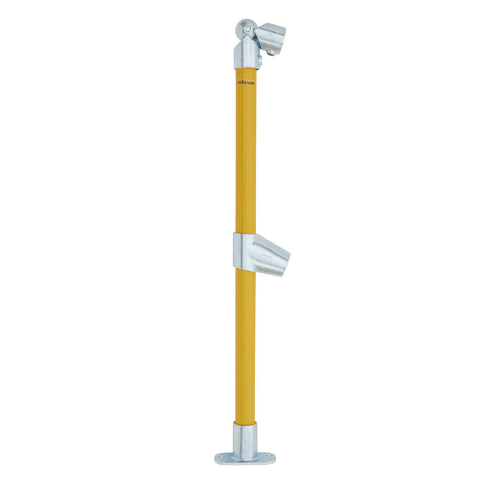 End Stanchion (Fall) w/ Straight Angle Base Fixing Plate 110-300 Fittings -Gal/Yellow