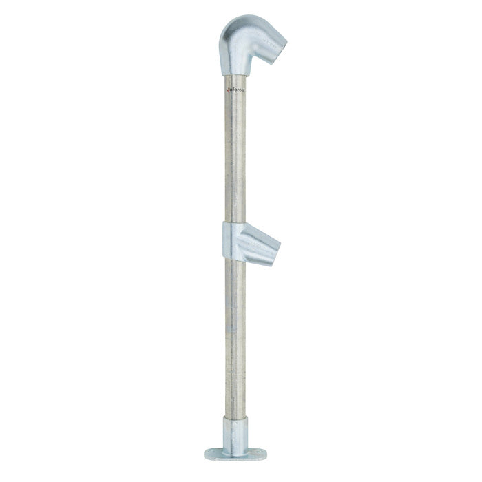 End Stanchion (Fall) w/ Straight Angle Base Fixing Plate 23-30deg Fittings - Gal/Yellow