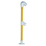 End Stanchion (Fall) w/ Straight Angle Base Fixing Plate 23-30deg Fittings - Gal/Yellow