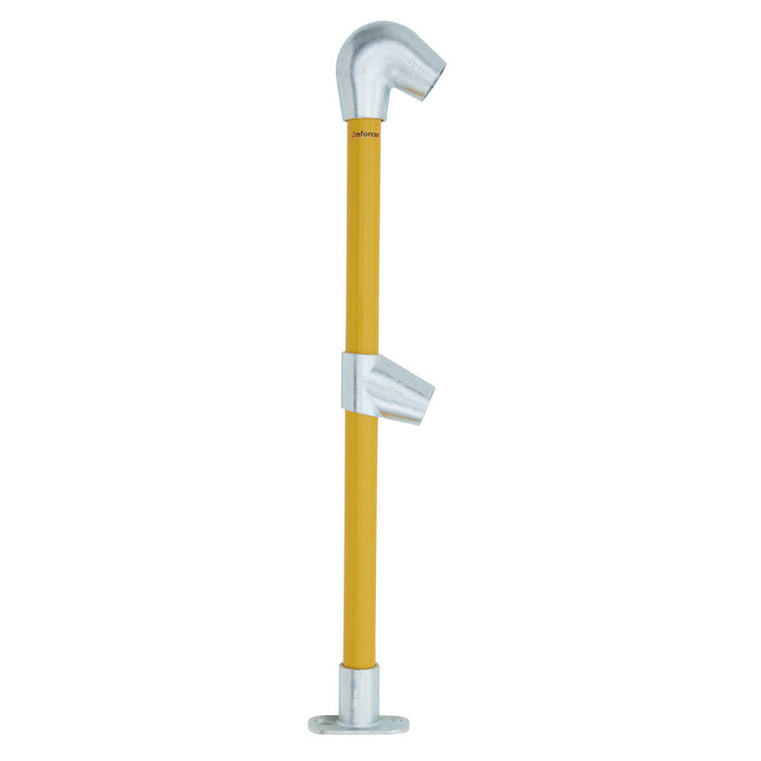 End Stanchion (Fall) w/ Straight Angle Base Fixing Plate 23-30deg Fittings - Gal/Yellow