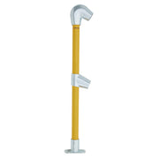 End Stanchion (Fall) w/ Straight Angle Base Fixing Plate 23-30° Fittings - Galvanised/Yellow