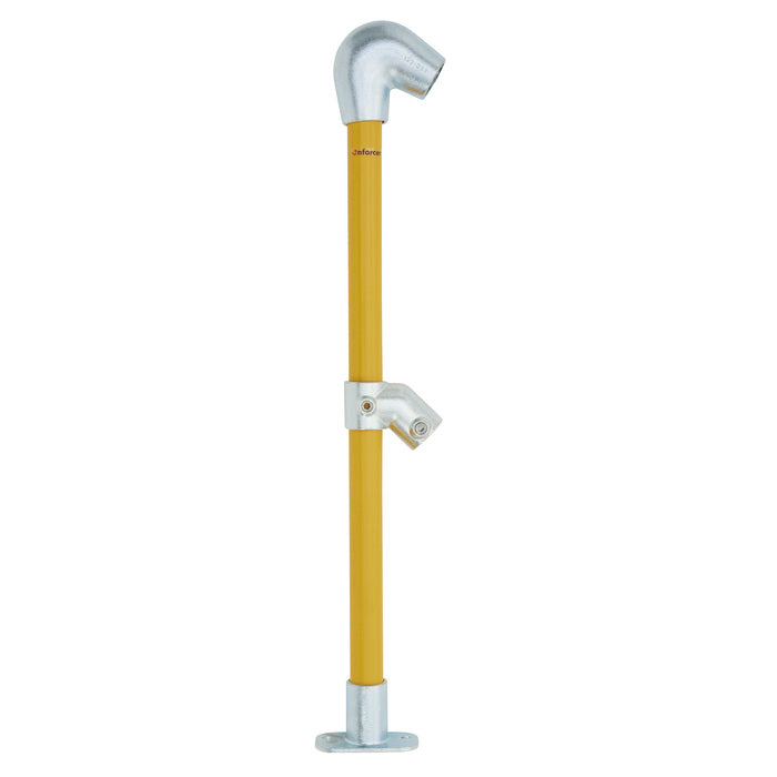 End Stanchion (Fall) w/ Straight Angle Base Fixing Plate 45deg fittings - Gal/Yellow