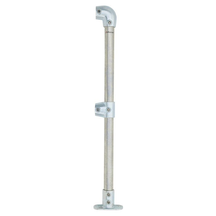 End stanchion (Rise) w/ Straight Angle Base Fixing Plate 0 - 11 deg fittings - Galvanised/Yellow