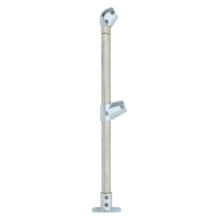 End Stanchion (Rise) w/ Straight Angle Base Fixing Plate 11 - 30 deg Fittings - Galvanised/Yellow