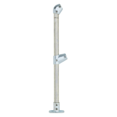 End Stanchion (Rise) w/ Straight Angle Base Fixing Plate 11 - 30 deg Fittings - Galvanised/Yellow