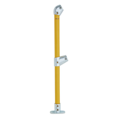 End Stanchion (Rise) w/ Straight Angle Base Fixing Plate 11 - 30 deg Fittings - Galvanised/Yellow