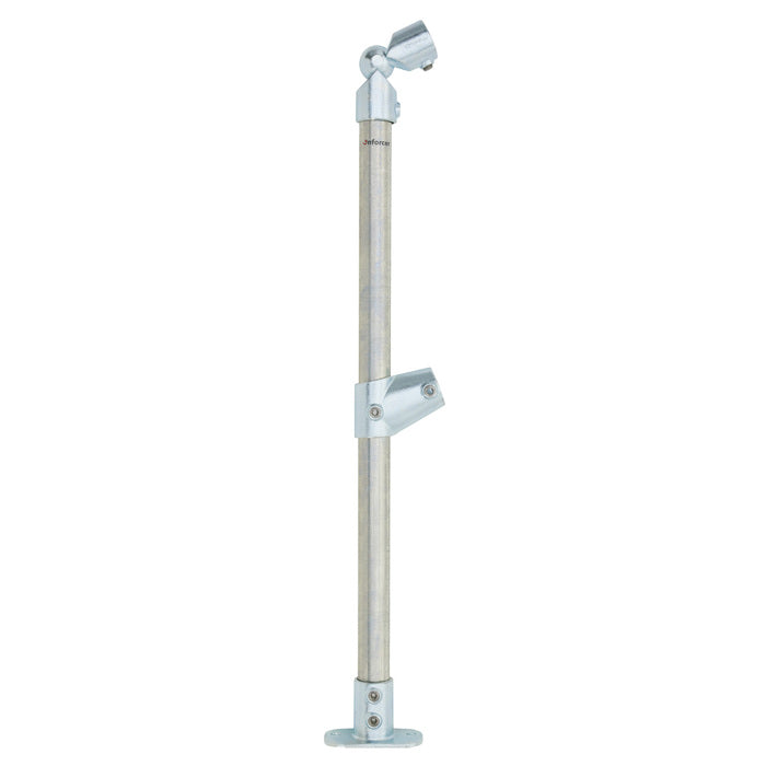 End stanchion (Rise) w/ Straight Angle Base Fixing Plate 23-30deg fittings - Gal/Yellow