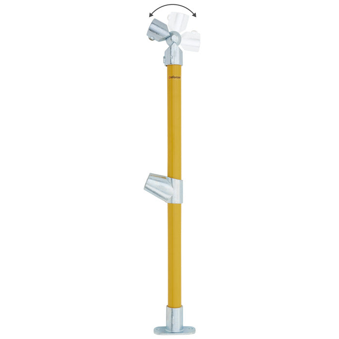 End stanchion (Rise) w/ Straight Angle Base Fixing Plate 23-30deg fittings - Gal/Yellow