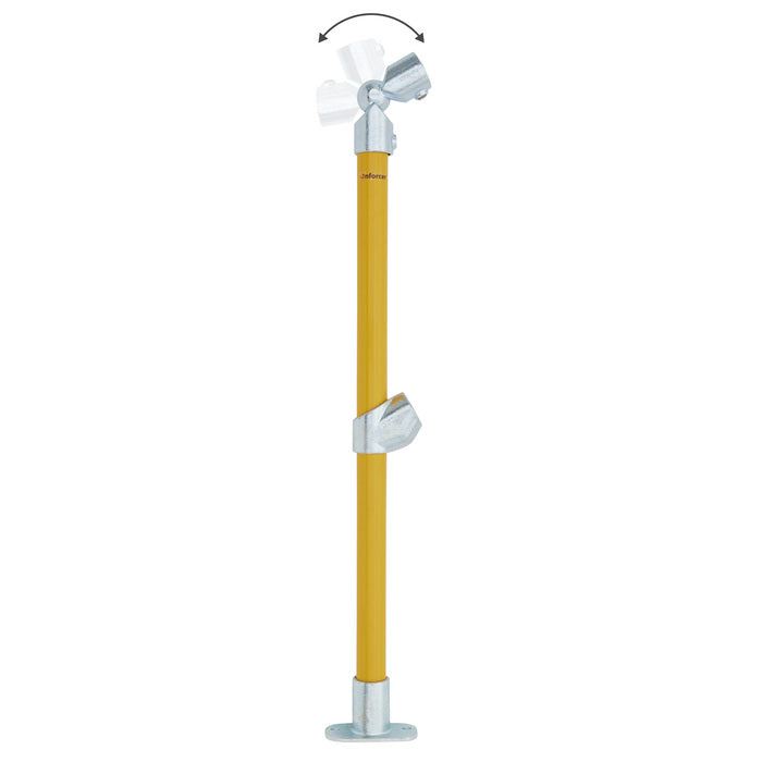 End Stanchion (Rise) w/ Straight Angle Base Fixing Plate 31 - 44 deg Fittings - Galvanised/Yellow