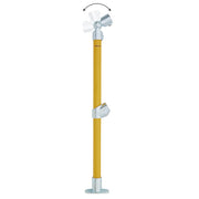 End Stanchion (Rise) w/ Straight Angle Base Fixing Plate 31-44deg Fittings - Galvanised/Yellow