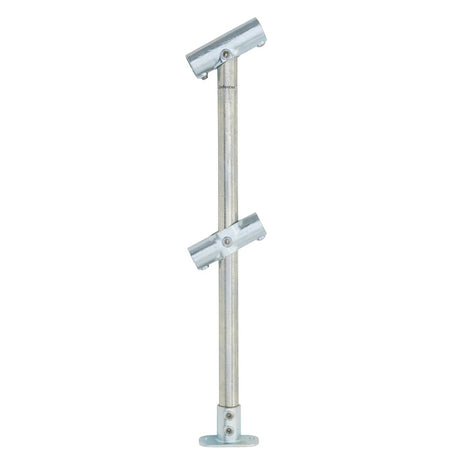 Through Stanchion w/ Straight Angle Base Fixing Plate 110-300 fittings - Galvanised/Yellow