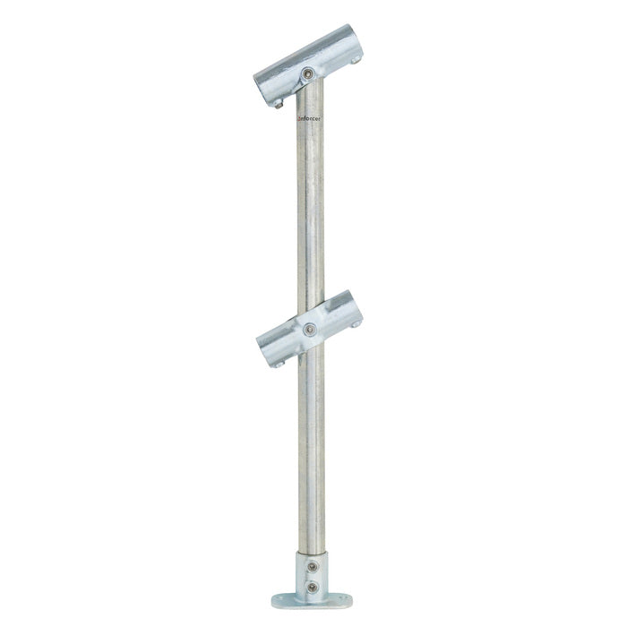 Through Stanchion w/ Straight Angle Base Fixing Plate 11-30deg fittings - Galvanised/Yellow
