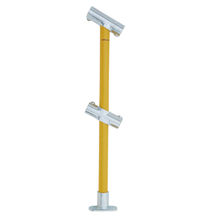 Through Stanchion w/ Straight Angle Base Fixing Plate 110-300 fittings - Galvanised/Yellow