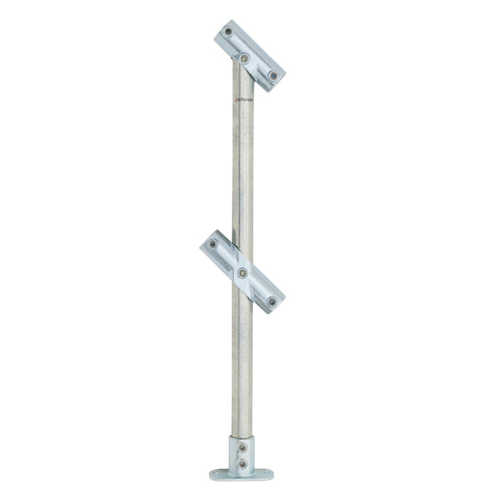 Through Stanchion w/ Straight Angle Base Fixing Plate 30 - 45 deg fittings - Galvanised