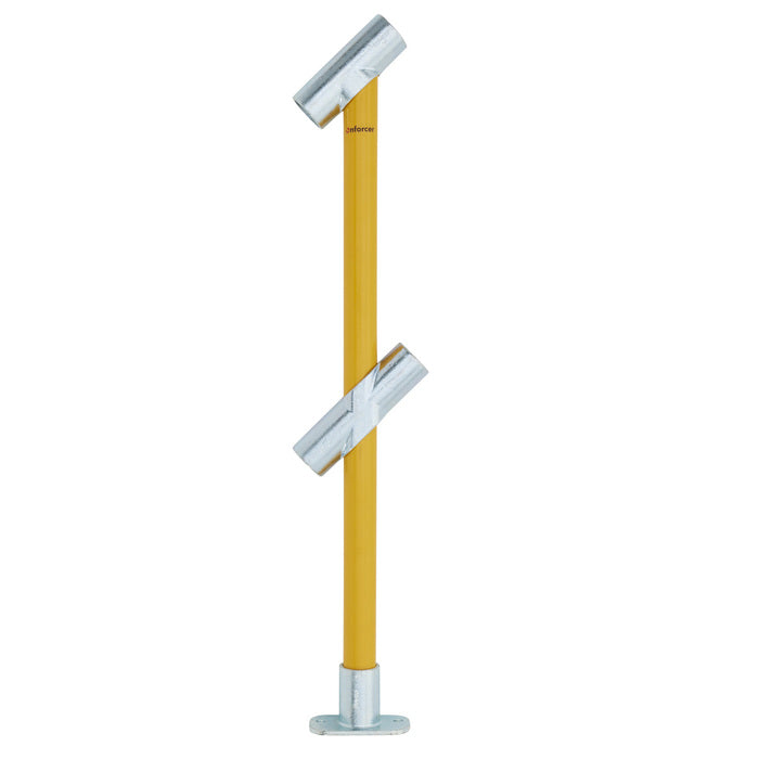 Through Stanchion w/ Straight Angle Base Fixing Plate 30 - 45 deg fittings -  Yellow