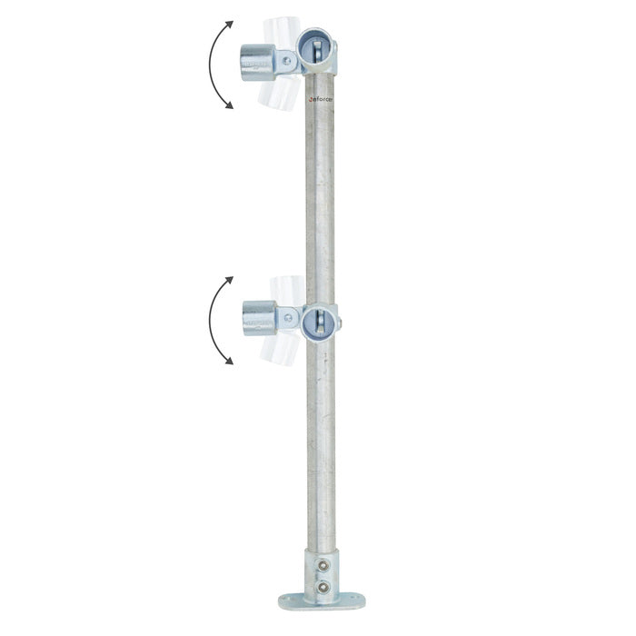 Variable Vertical Corner Stanchion w/ Base Fixing Plate - Galvanised/Yellow