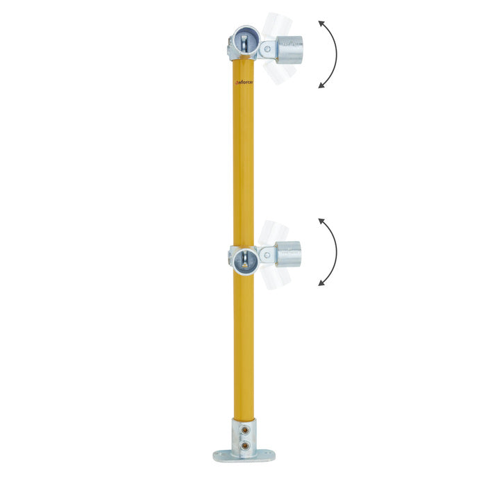 Variable Vertical Corner Stanchion w/ Base Fixing Plate - Galvanised/Yellow