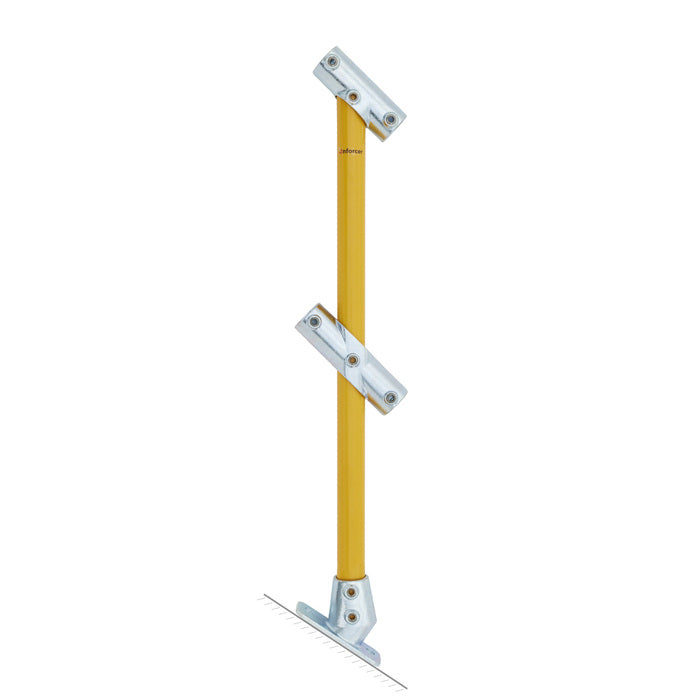 Through Stanchion w/ Base Fixing Plate 30-45deg - Galvanised/Yellow