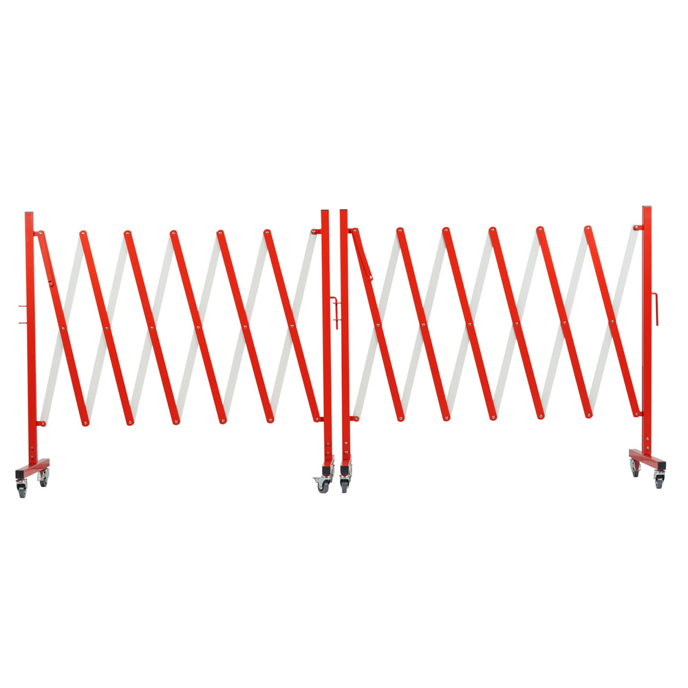 Expandable Safety Barrier Steel - 3000mm Red/White With Wheels