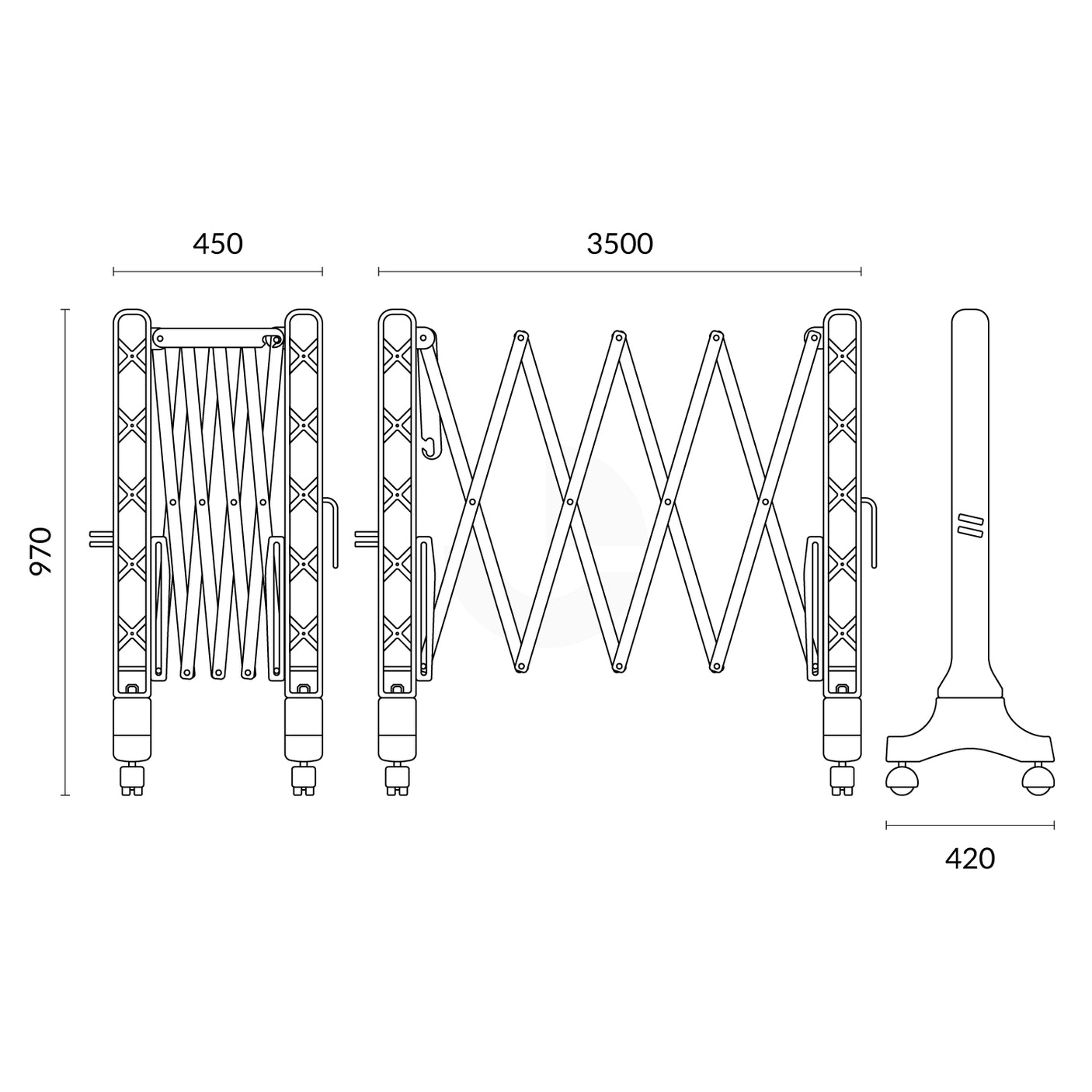 Expandable Safety Barrier Plastic - 3500mm With Wheels