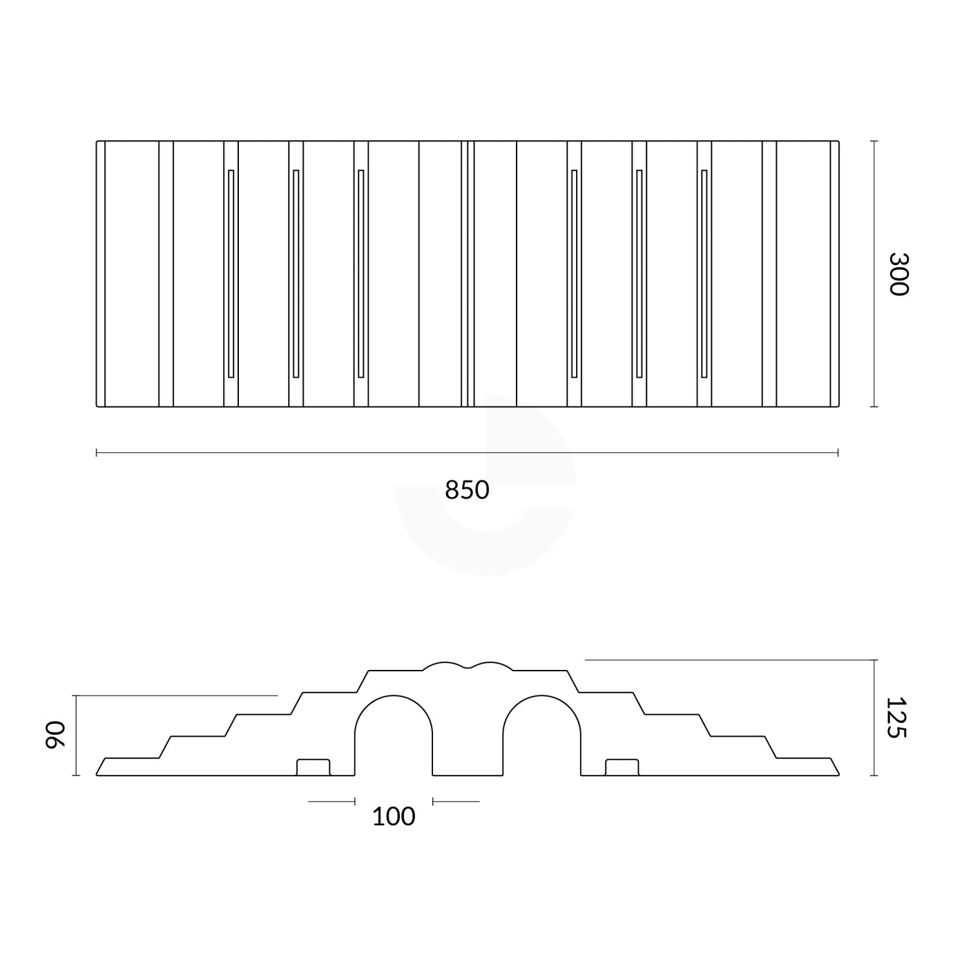 Heavy Duty Drop Over Cable & Fire Hose Ramp - 2 Channel