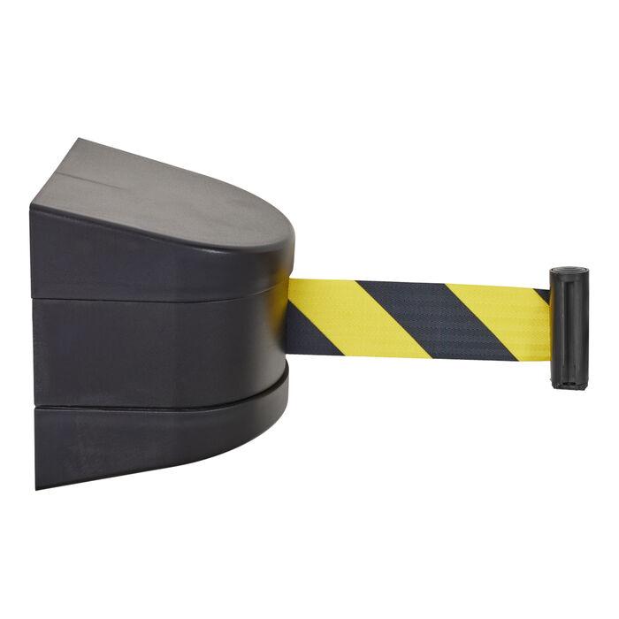 Magnetic Wall Mount Retractable Barrier - Black with Yellow Tape