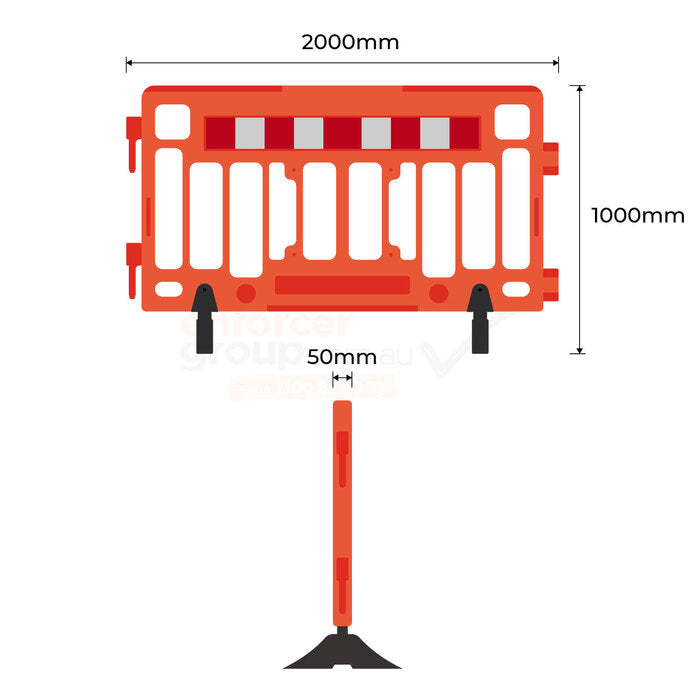 Plastic Fence Portable Barrier - 2000mm Orange