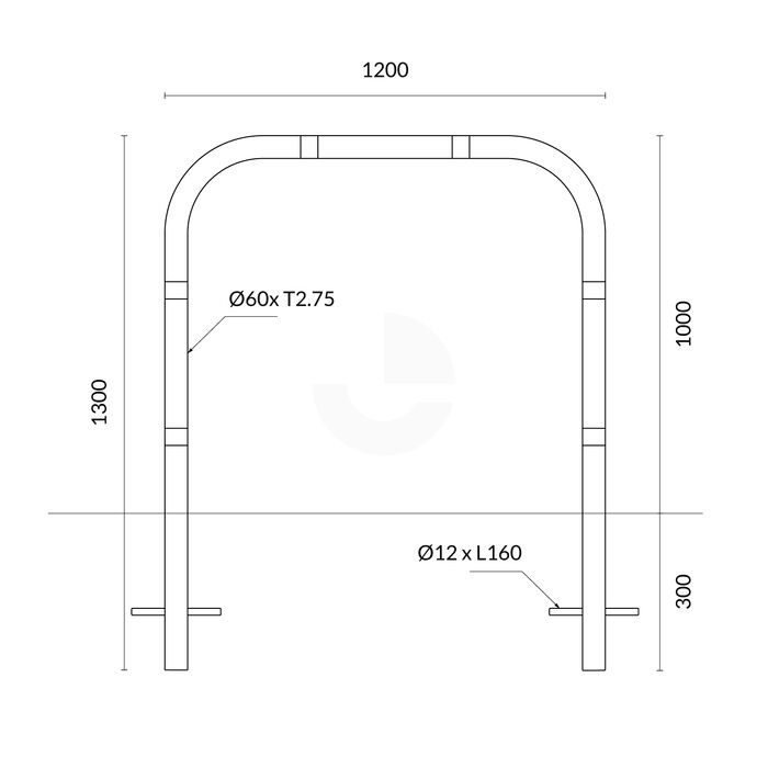 Pedestrian Bicycle Handrail Rail Yellow 1200mm