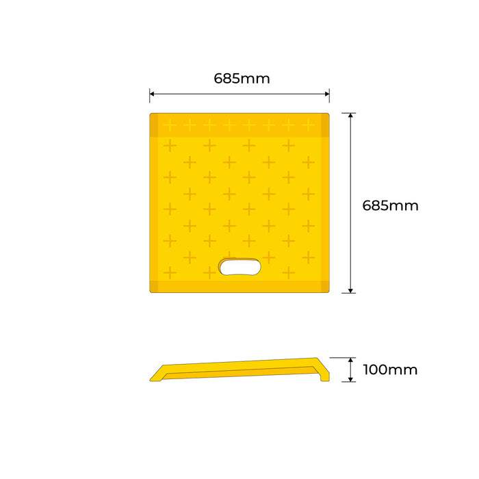 Portable Trolley & Pedestrian Kerb Ramp - Yellow