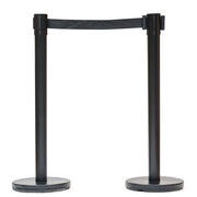 Retractable Belt Barrier Bollard - Black Post, Black Belt 2-Post Set