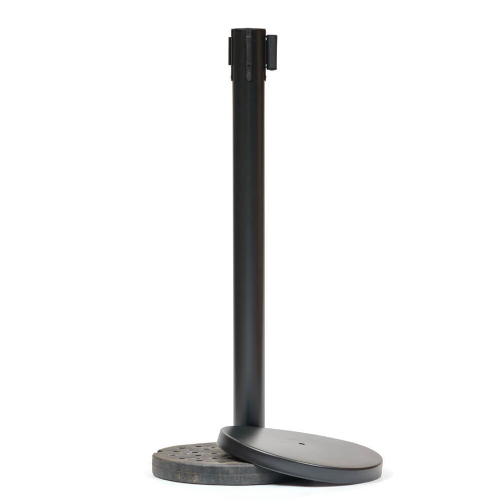 Retractable Belt Barrier Bollard (Powder Coated Black)