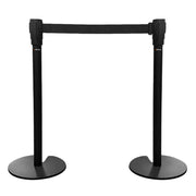 Retractable Belt Barrier Bollard - Black Post, Black Belt 2-Post Set