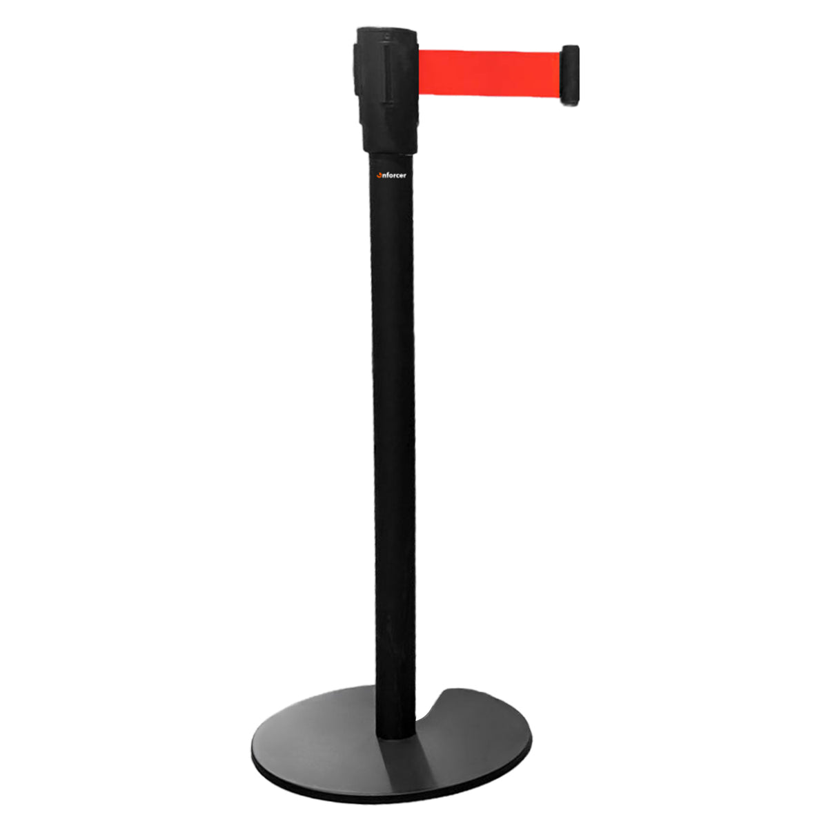 Retractable Belt Barrier Bollard - Black Post, Red Belt 2-Post Set