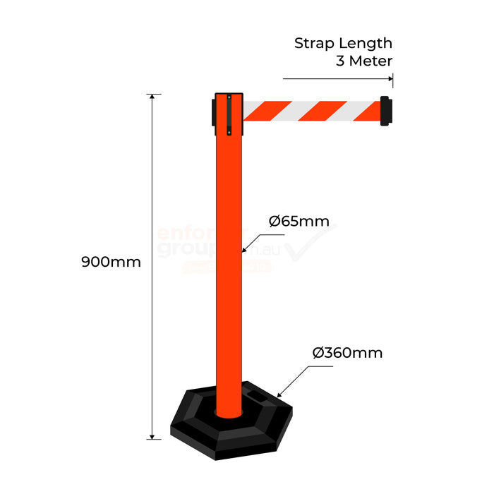 Retractable Belt Barrier Red Post - Red/White