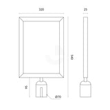Stainless Steel A3 Sign Frame Portrait fits Retractable Belt Barrier Bollard
