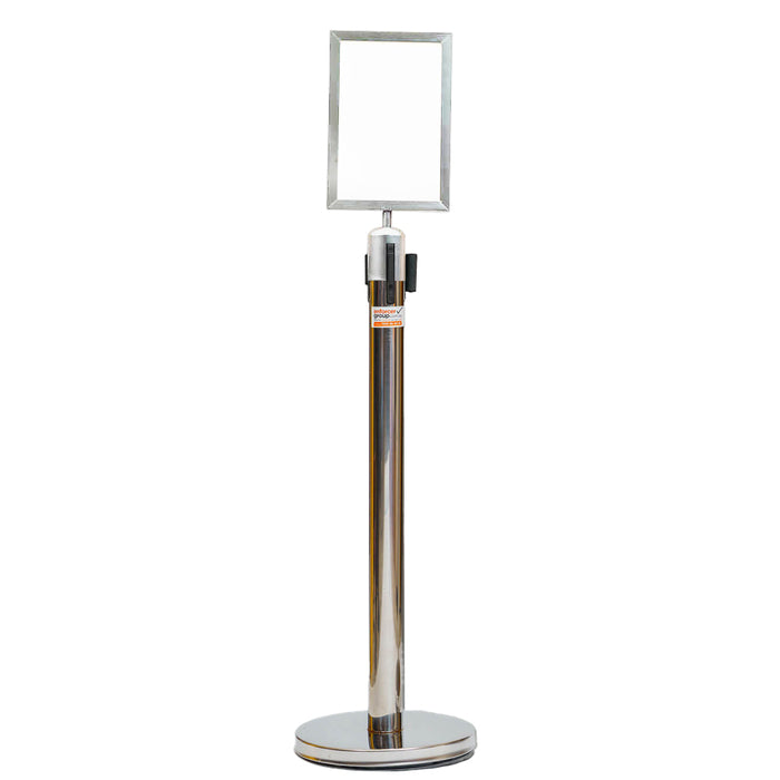 Stainless Steel A4 Sign Frame Portrait fits Retractable Belt Barrier Bollard