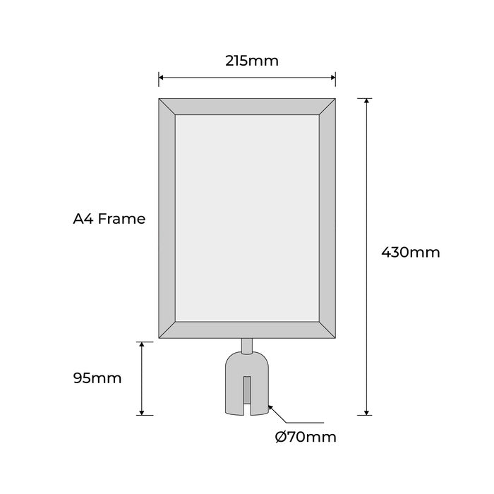 Stainless Steel A4 Sign Frame Portrait fits Retractable Belt Barrier Bollard