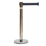 Retractable Belt Barrier Bollard - Stainless Steel - Black